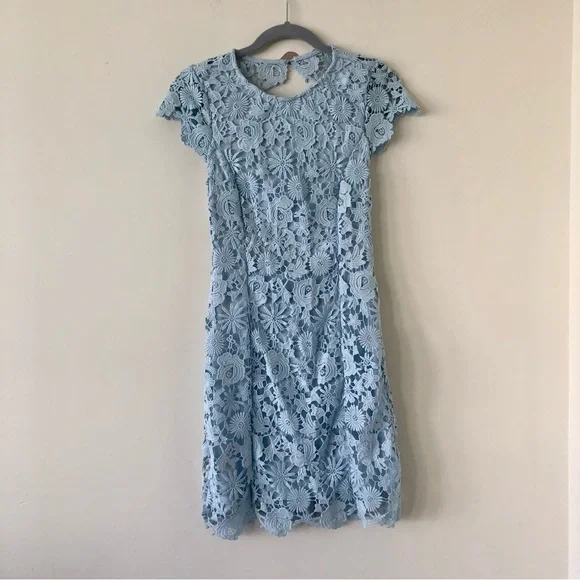 Lulus Romance Language Light Blue Backless Lace Dress Size Small - Picture 3 of 10